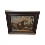 Vintage Olieverf Met Parijse Bloemenmarkt Frederic, 20e Eeuw thumbnail 2