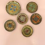 Set Florentijnse Italy Onderzetters 6 Stuks Vintage thumbnail 2