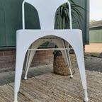 4 Tolix Style Eetkamerstoelen Vintage Design Witte Stoelen thumbnail 4