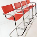 4 Krukken Rood Tuig Leer | Chroom | Marcel Breuer thumbnail 11