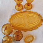 Bagley Art Deco Kaptafelset Amber Persglas thumbnail 7