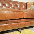 Showroommodel Stoere Industriële Chesterfield 3 Zits Bank In Vintage Cognac Leer thumbnail 4