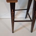 Antiek Houtsnijwerk Tafeltje Plantentafel Krukje thumbnail 7