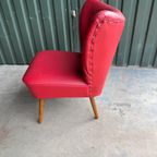 Vintage Cocktail Fauteuil In Rood Skai Leder thumbnail 6