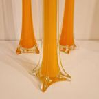 Set Van 3 Glazen Oranje Vazen 70's Murano Stijl Vaas thumbnail 4
