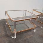 Hollywood Regency Messing Glas Tafel Set 70s thumbnail 4