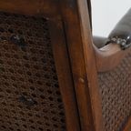 Stijlvolle Vintage Jaren ’70 Design Fauteuil Gemaakt Van Hout, Leer En Webbing thumbnail 9