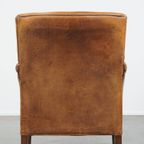 Karakteristieke En Comfortabele Cognac-kleurige Schapenleren Armchair Met Rechte Vormen thumbnail 9