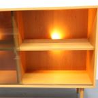 Deense Vitrinekast Rookglazen Deuren Blond Eiken thumbnail 7
