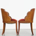 Unieke Set Van 4 Originele Art Deco “wolken” Eetkamerstoelen Met Luxe Rode Bekleding thumbnail 13