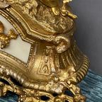 Lodewijk Xv-Stijl Pendule. Verguld Brons, Marmer. thumbnail 3