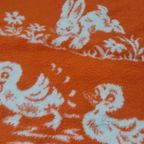 Vintage Babydeken Oranje Wit Eenden Konijn thumbnail 4