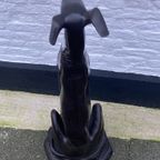 Prachtig Bronzen Beeld Van Een Hond Op Sokkel, 80 Cm Hoog thumbnail 8