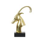 Enorme Vintage Gouden Ibex Gazelle Rams Kop Koperen Sculptuur Xl 56Cm thumbnail 7