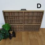 Brocante, Bruine Antieke Houten Letterbak, Wanddecoratie D thumbnail 5