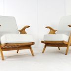 Vintage Fauteuil Eiken Nieuw Gestoffeerd | 2 Beschikbaar 'nederweert' thumbnail 12