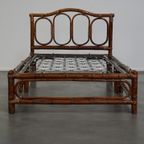 Vintage Bamboe/ Rotan Manou Bed Uit De Jaren ’70 Met Originele Spiraalbodem thumbnail 3