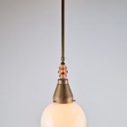 Vintage Art Deco Bol Hanglamp Schoollamp Copper Glas ‘20 thumbnail 4