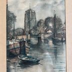 Aquarel Van Van Der Walle Kerktoren Oldenhove Leeuwarden thumbnail 3