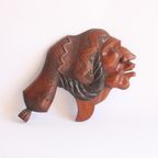 Vintage Hand-Carved Wooden Native American Chief'S Head thumbnail 3
