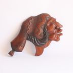 Vintage Hand-Carved Wooden Native American Chief'S Head thumbnail 4