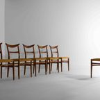 Set Van 6 Vintage Mid-Century Stoelen Met Unieke Gebogen Rug thumbnail 11