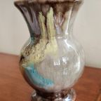 Vintage Strehla Germany Vaasje Vaas Bruin Blauw Geel  | Kerst thumbnail 12
