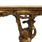 Oude Vergulde Console Met Cherubijn Marmer Hollywood Regency thumbnail 14