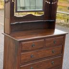 Engelse Art Deco Kaptafel Hout Met Spiegel Engels thumbnail 7