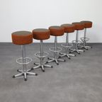 6x Bar Stool In Chrome, 1970s thumbnail 5