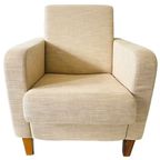 Vintage Linnen Fauteuil Beige thumbnail 8