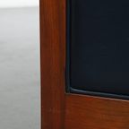 Luxe 2.5-zits Schuitema Art Deco Design Bank Met Mooi Houtwerk En Donkerblauw Rundleer thumbnail 19
