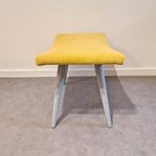 Nieuw Bekleed Vintage Voetenbankje Footstool Ottoman Voetenbank Krukje Geel thumbnail 2