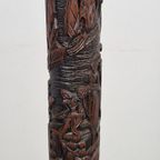 Vintage Oosters Gesneden Mahonie Vloerlamp Art Deco 1930 thumbnail 6