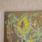 Mid Century Olieverf Op Linnen Schilderij Zonnebloemen thumbnail 2