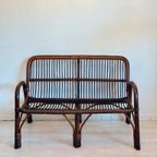 Vintage Rotan Bankje Fauteuil Set Jaren 70 thumbnail 7