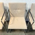 Vier Arco Frame Eetkamerstoelen, Crème Bekleding, Burkhard Vogtherr thumbnail 4