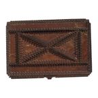 Antieke Houten Tramp Art Doos Trinket Folk Art Uniek Stuk thumbnail 7