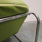 90's Vintage Fauteuil Groene Buizenframe Stoel Schommelstoel thumbnail 6