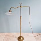 Vloerlamp Van Messing En Gegroefd Glas, Art Deco-Stijl thumbnail 2