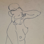 Vintage Chinese Tekening Van Naakte Dame, 2e Helft 20e Eeuw thumbnail 5