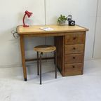 Antiek Bureau Art Deco Eiken Met Ladeblok thumbnail 2