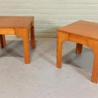 Set Van 2 Vintage Design Houten Bijzettafels Nachtkastjes thumbnail 2
