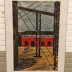 "rijkswerf", Piet Lont, 1995, Houdsnede Op Japans Papier thumbnail 3