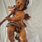 Beautiful Vintage Mid Century Angel Wall Sculpture Polychrome French thumbnail 4