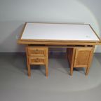 Large Oak Architect Desk / Table 1940'S thumbnail 4