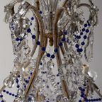 Vintage Kobalt Blauwe Murano - Glas En Kristal - Kroonluchter Met Kralen thumbnail 3