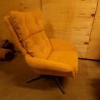 * Vintage Draaifauteuil Herbekleed Deense Fauteuil Draaistoel thumbnail 13