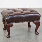 Sierlijke, Donkerbruine Rundleren Chesterfield Hocker thumbnail 2