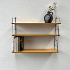 Vintage Wandrek Zwart Draadstaal, Licht Hout 3 Planken thumbnail 3
